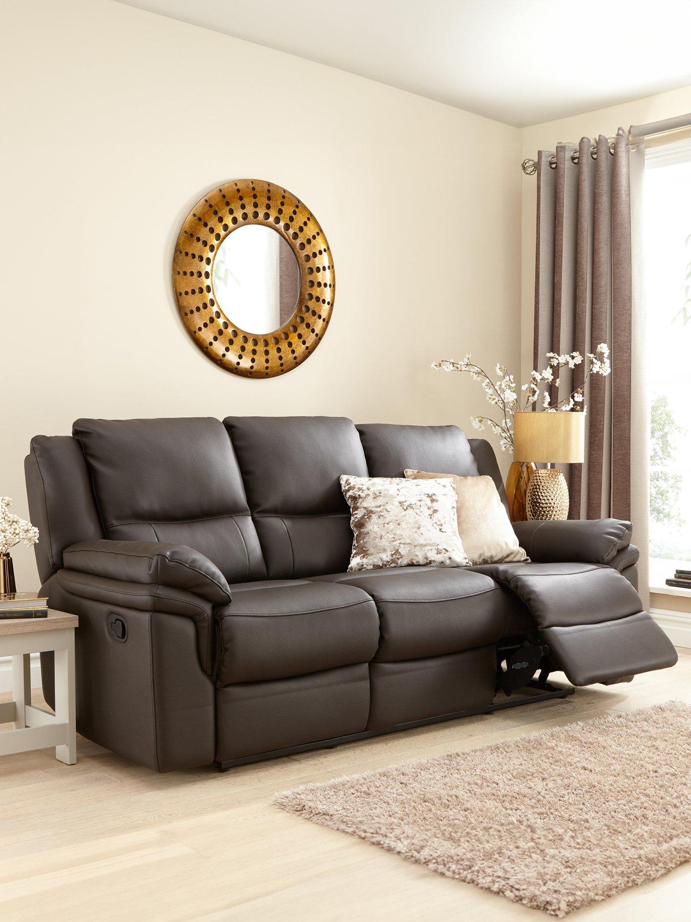 The Very Collection Albion Luxury Faux Leather 3 Seater High Back Manual Recliner Sofa