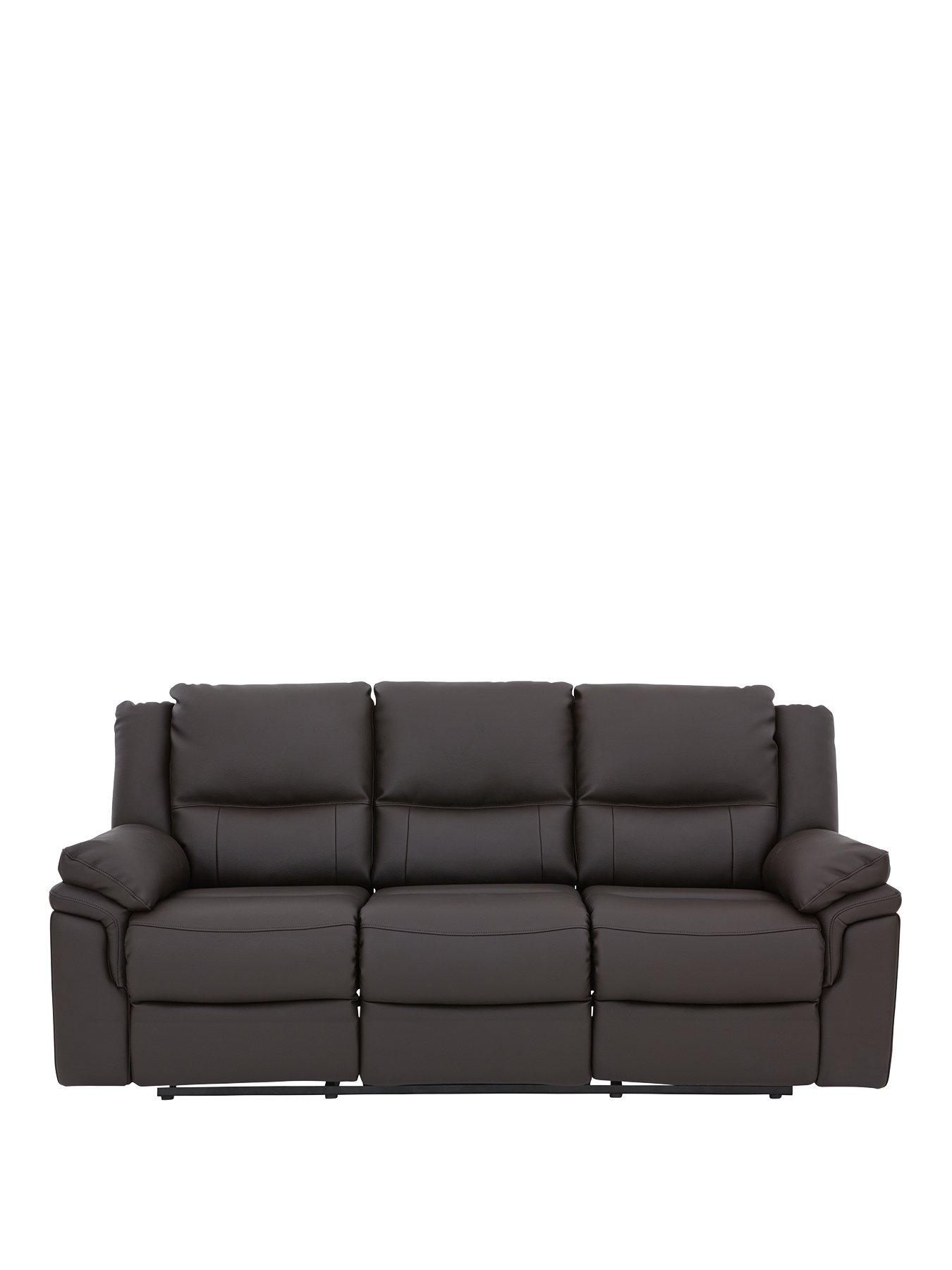 Image 2 of 4 of The Very Collection Albion Luxury Faux Leather 3 Seater High Back Manual Recliner Sofa