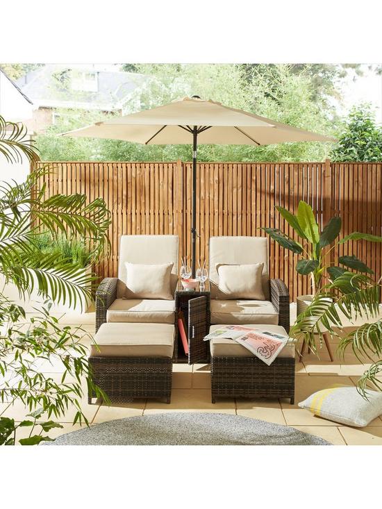 front image of very-home-coral-bay-multi-functional-sun-lounger-set