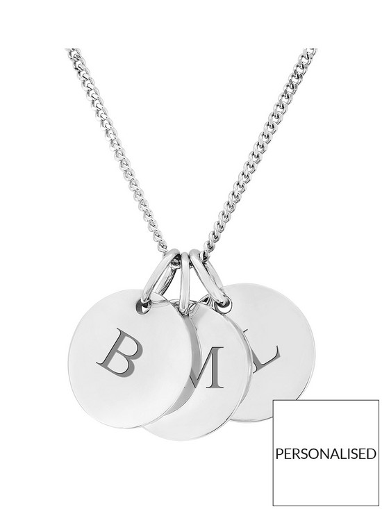front image of the-love-silver-collection-personalised-sterling-silver-three-pebble-pendant