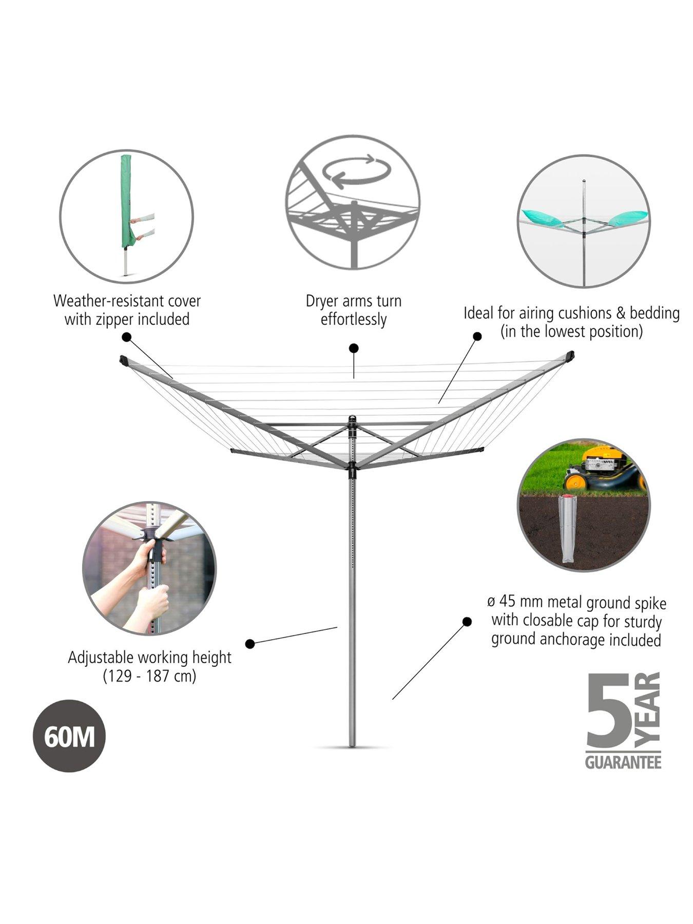 Image 3 of 5 of Brabantia Lift-O-Matic Rotary Dryer with Soil Spear and Cover &ndash; 60m Area