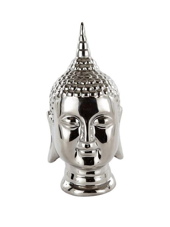 front image of buddha-head-silver