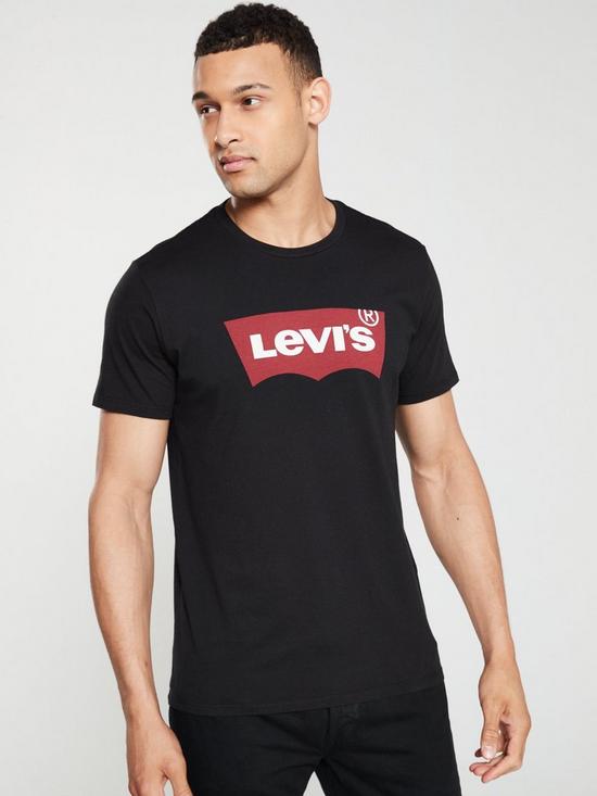 front image of levis-graphic-housemark-t-shirt-black