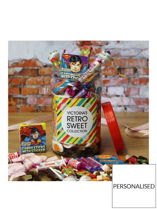 front image of personalised-retro-sweet-jar-medium-710-grams