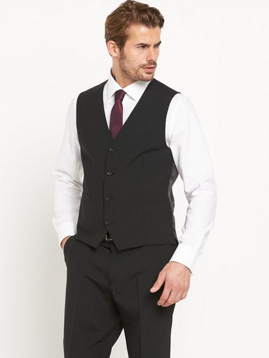 front image of skopes-darwin-mens-waistcoat-black-stripe