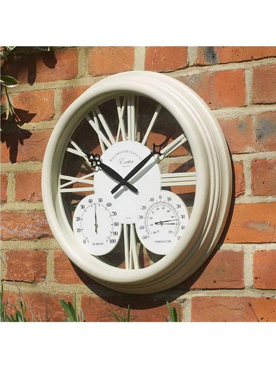 stillFront image of smart-garden-cream-exeter-wall-clock-amp-thermometer