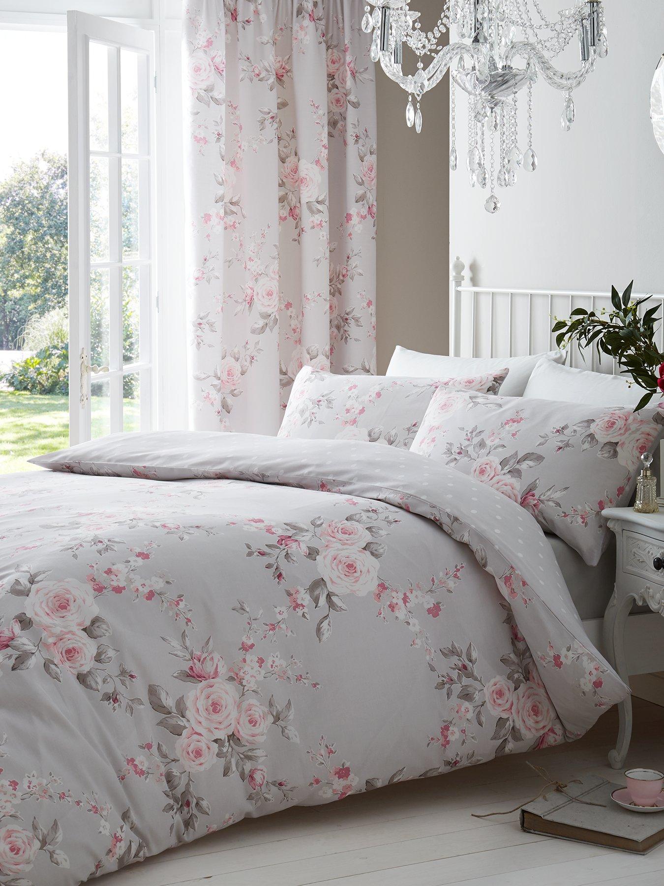 undefined Canterbury Floral Easy Care Duvet Cover Set - Grey