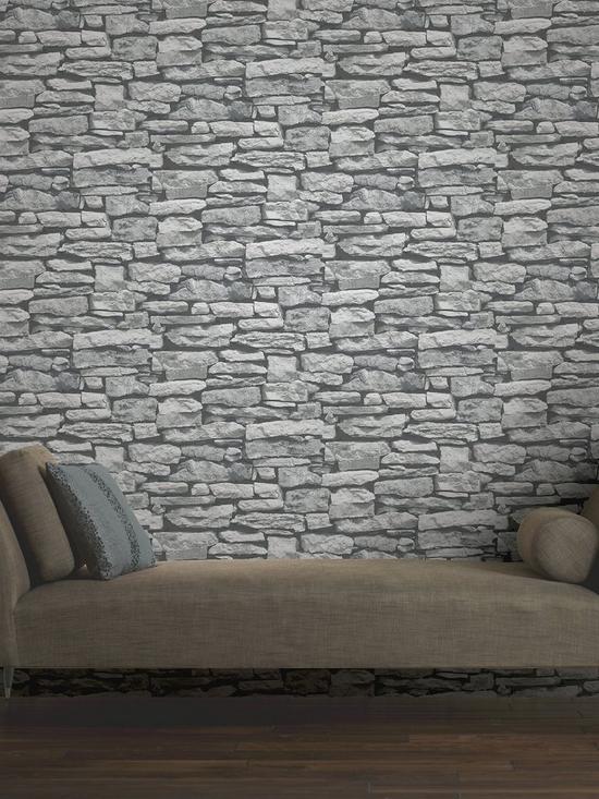 stillFront image of arthouse-moroccan-stone-brick-wall-wallpaper-white