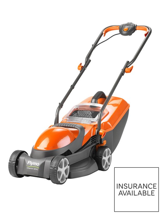 front image of flymo-chevron-32vc-rotary-mower