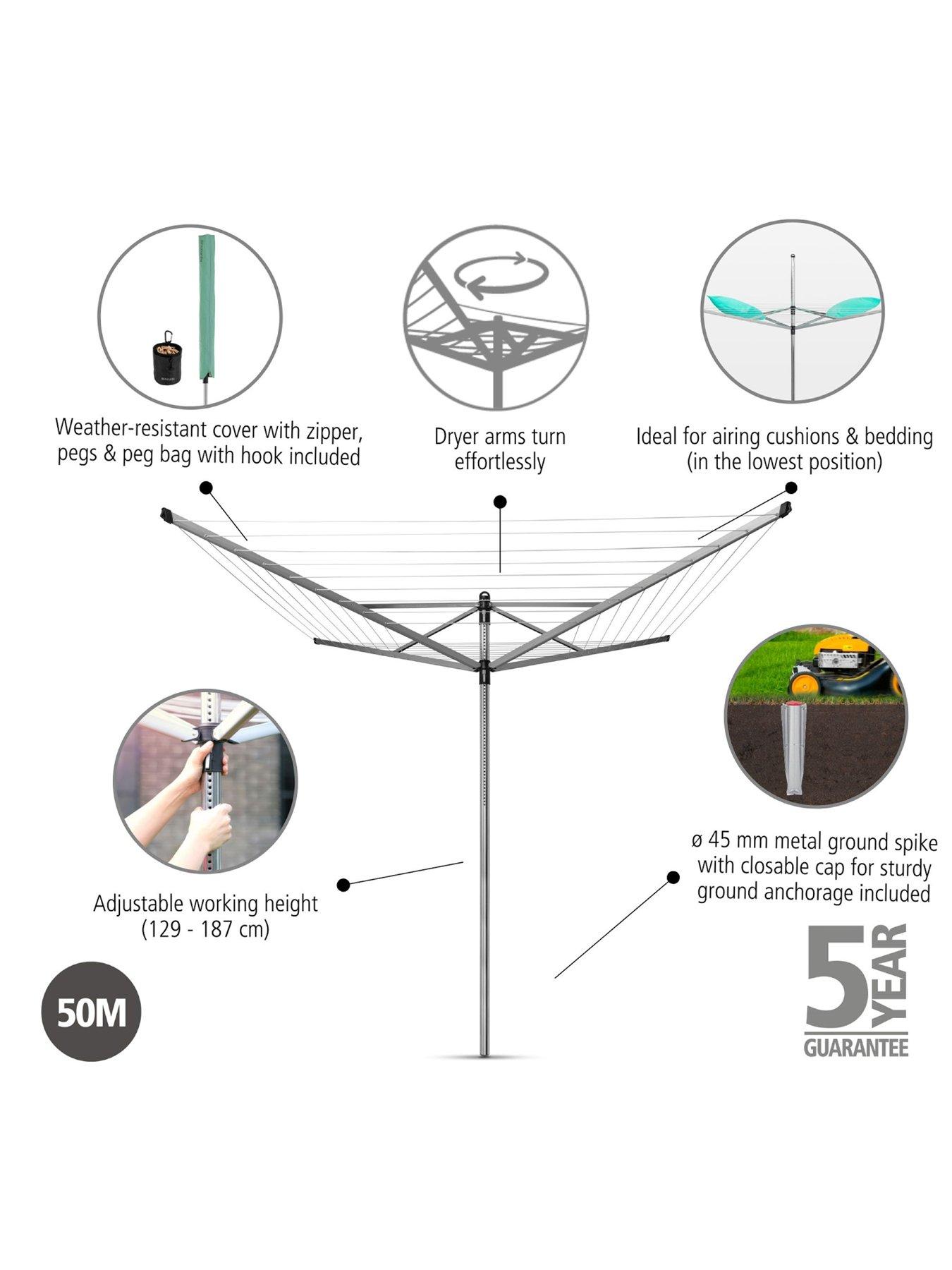 Image 3 of 5 of Brabantia Lift-O-Matic Rotary 50M Airer with Accessories