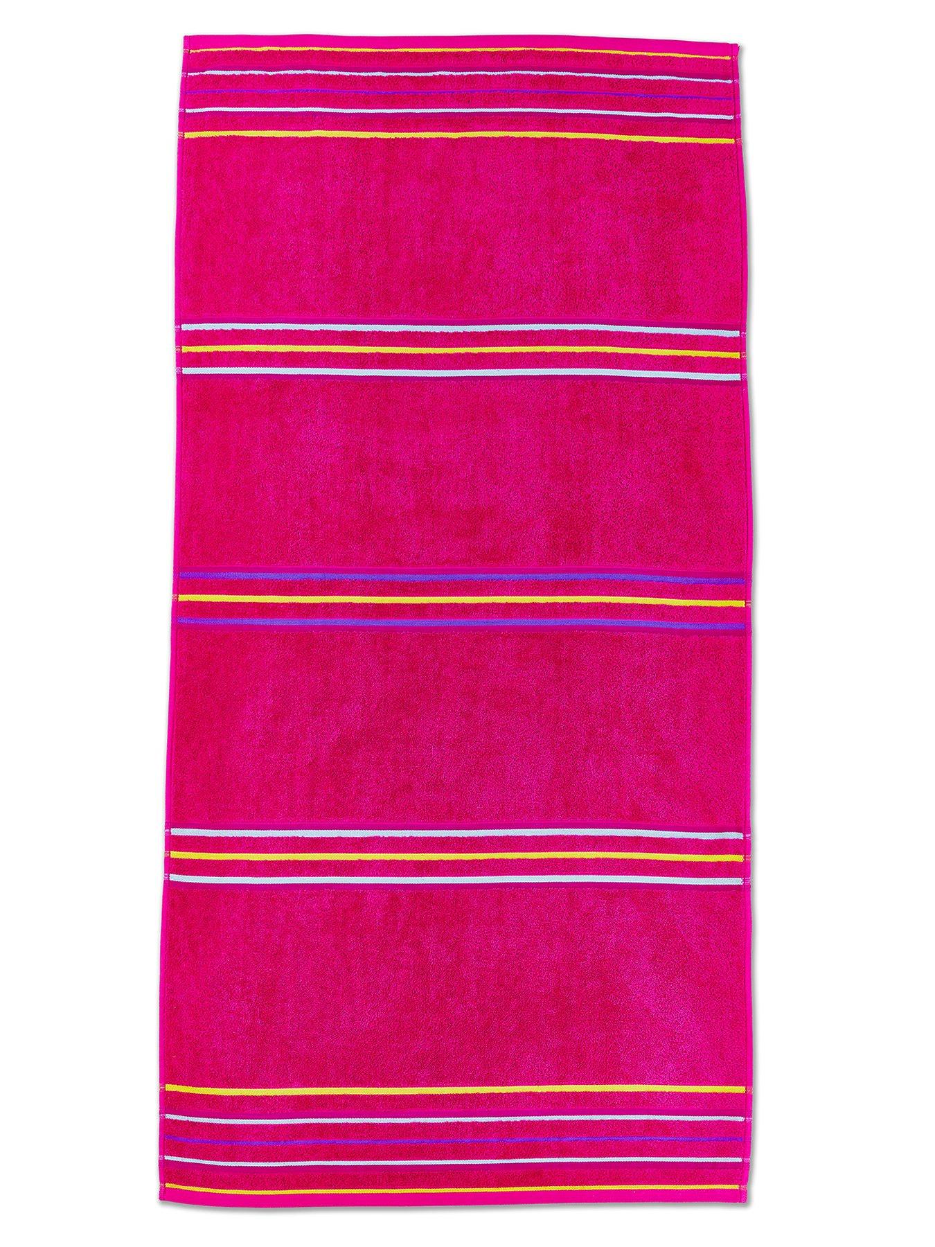 Image 3 of 4 of Catherine Lansfield Rainbow Beach Towel Pair Pink &amp; Orange