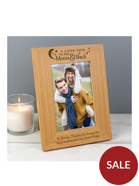 front image of the-personalised-memento-company-personalised-to-the-moon-amp-back-oak-photo-frame