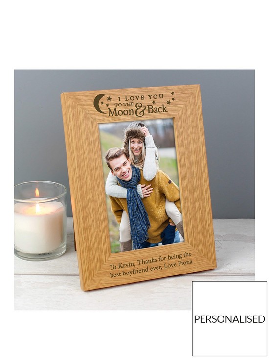front image of the-personalised-memento-company-personalised-to-the-moon-amp-back-oak-photo-frame