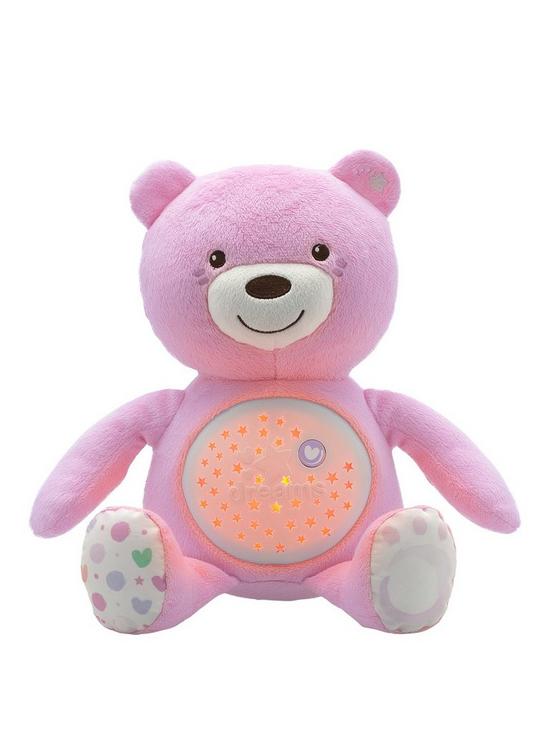 front image of chicco-first-dreams-baby-bear-night-projector-pink