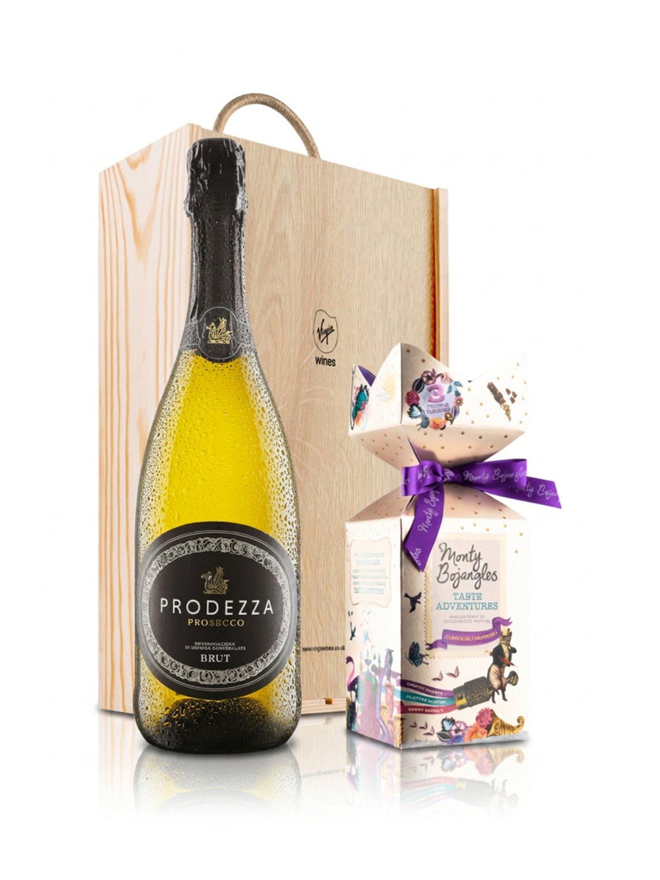 Virgin Wines Prosecco  &  Chocolates in Wooden Gift Box