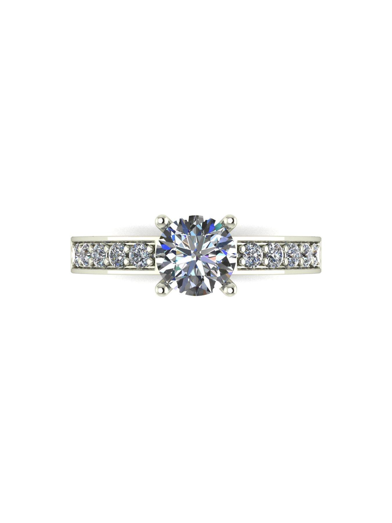 Image 2 of 5 of Moissanite Lady Lynsey 9ct Gold 1ct total Round Brilliant Moissanite Solitaire Ring With Stone Set Shoulders
