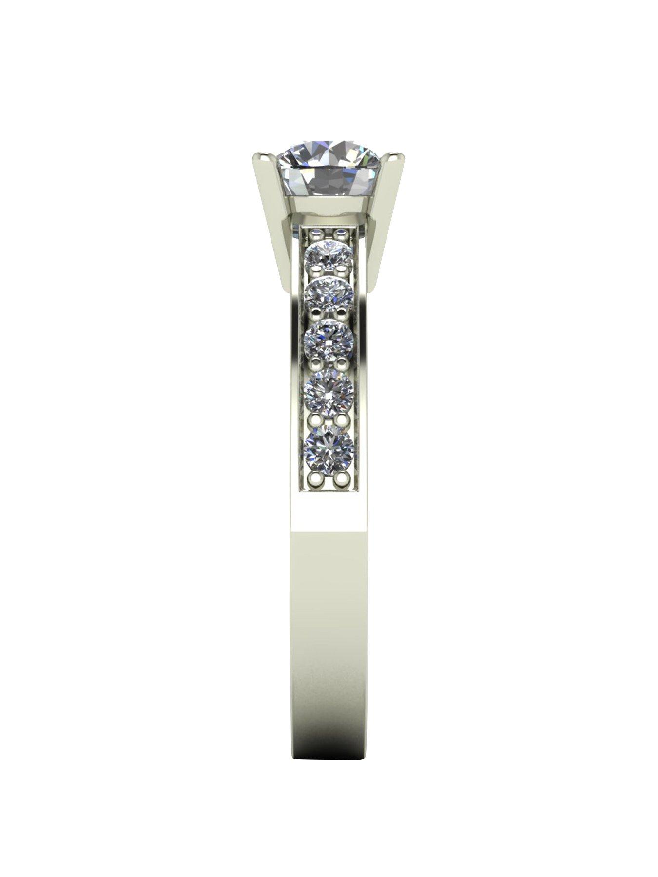 Image 3 of 5 of Moissanite Lady Lynsey 9ct Gold 1ct total Round Brilliant Moissanite Solitaire Ring With Stone Set Shoulders