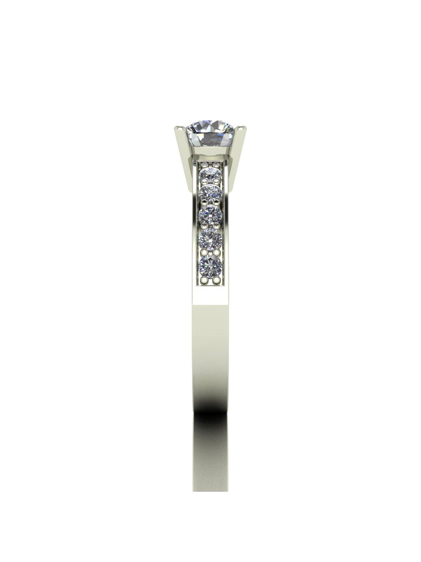 Image 5 of 5 of Moissanite Lady Lynsey 9ct Gold 1ct total Round Brilliant Moissanite Solitaire Ring With Stone Set Shoulders