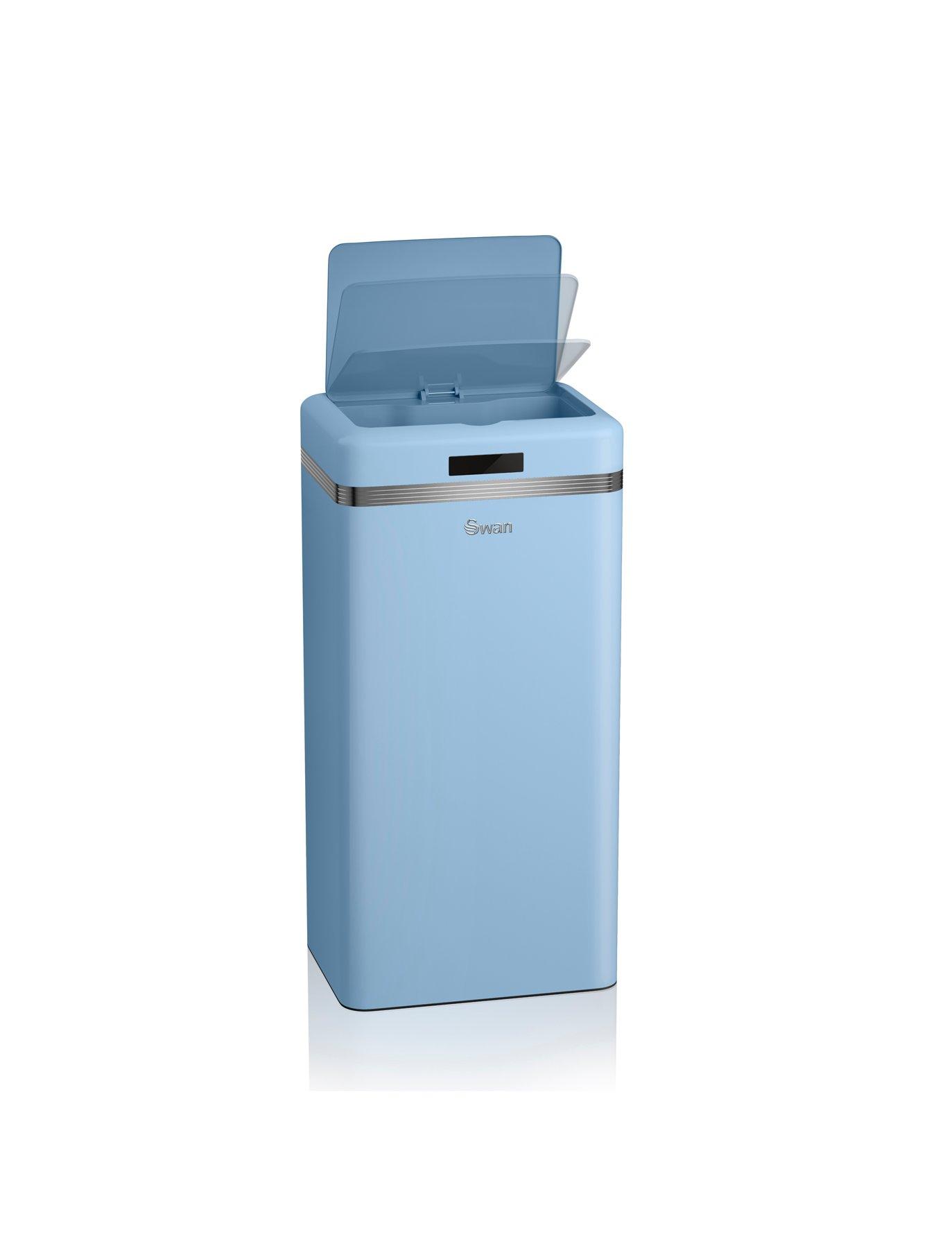 stillFront image of swan-retro-45-litre-square-sensor-bin-in-blue