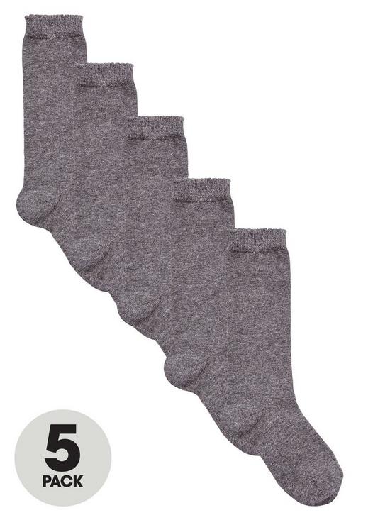 front image of v-by-very-girls-knee-high-socks-5-pack-grey