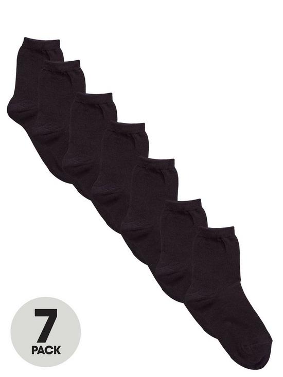 front image of everyday-7-pack-unisex-ankle-socks-black