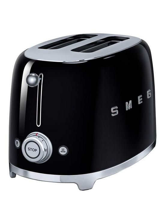 front image of smeg-tsf01-2-slice-toaster-black