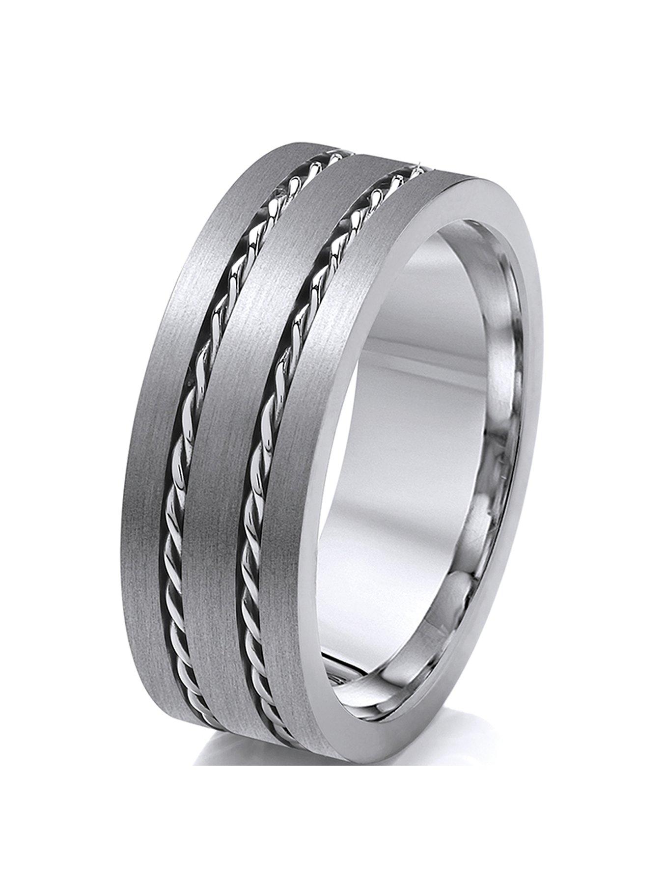 Titanium Rope Patterned Edge 8mm Mens Ring