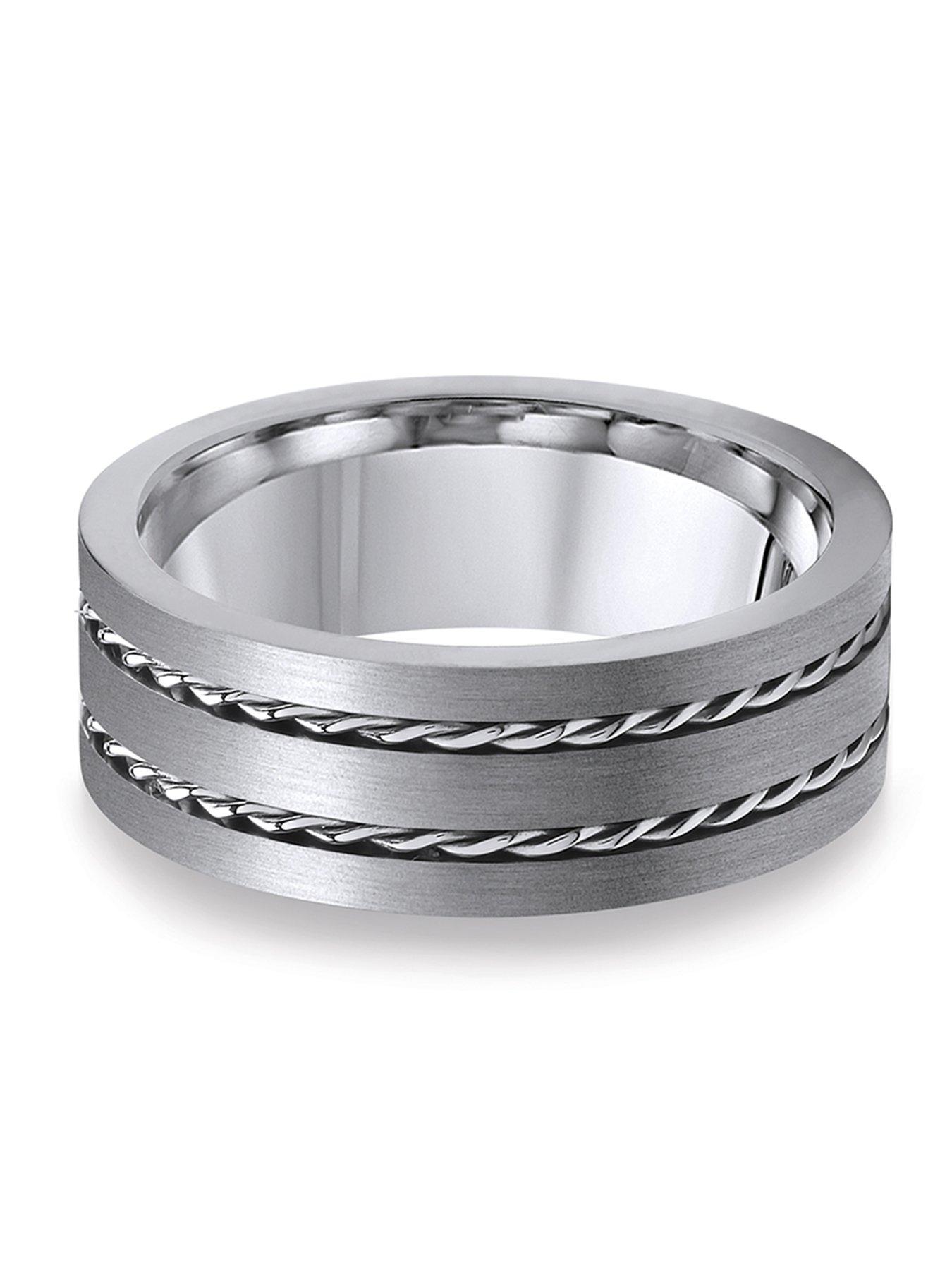 Image 2 of 2 of The Love Collection Titanium Rope Patterned Edge 8mm Mens Ring