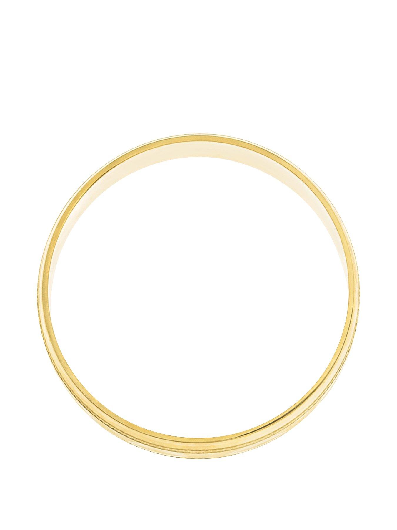 Image 3 of 4 of The Love Collection 9ct Yellow Gold Diamond Cut 6mm Wedding Band With Message 'Sealed With A Kiss'
