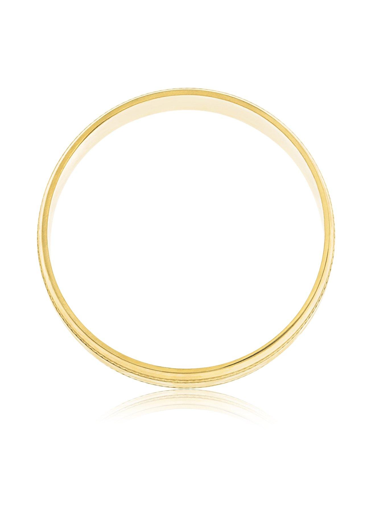 Image 4 of 4 of The Love Collection 9ct Yellow Gold Diamond Cut 6mm Wedding Band With Message 'Sealed With A Kiss'