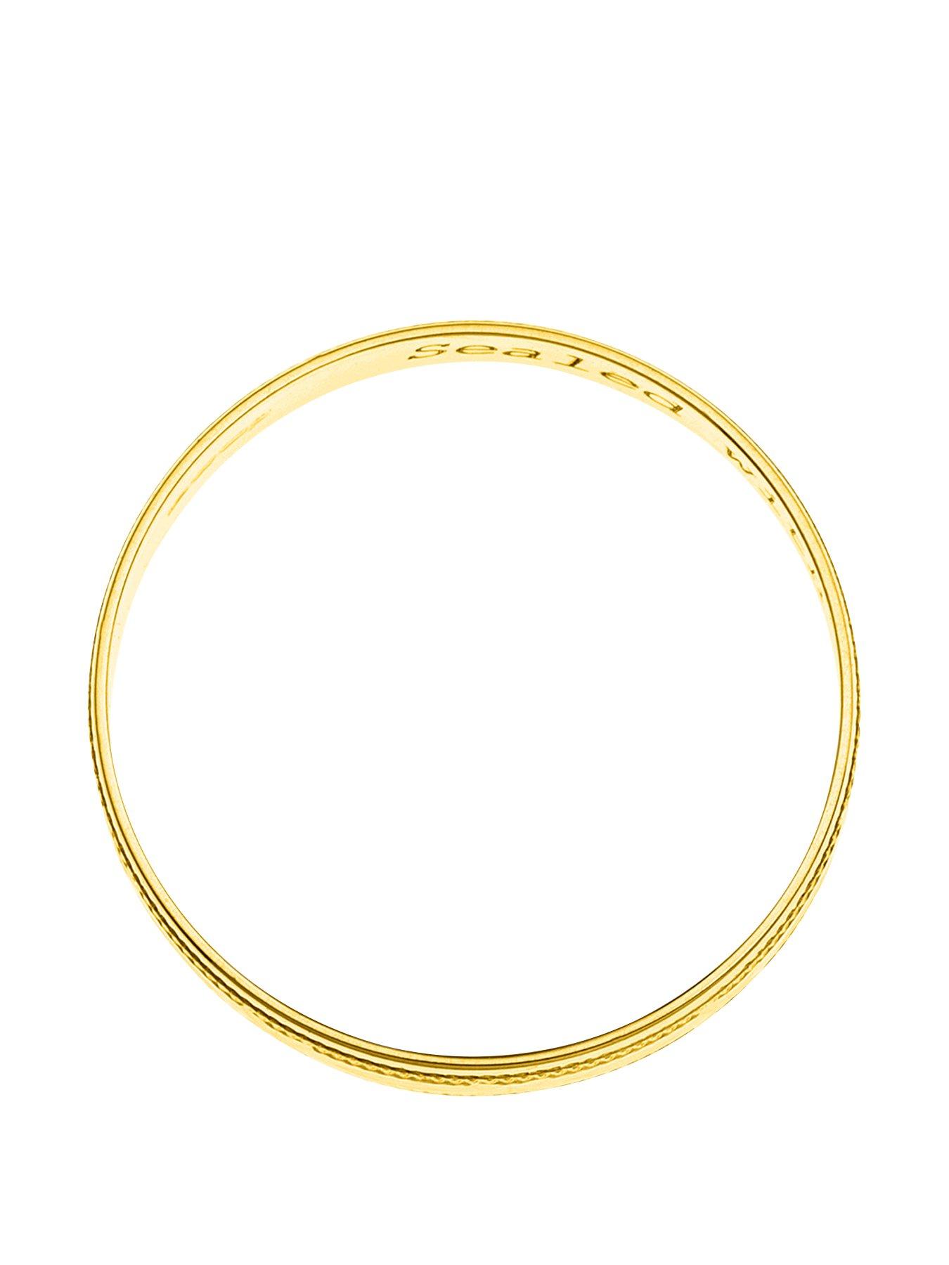 Image 3 of 4 of The Love Collection 9ct Yellow Gold Diamond Cut 4mm Wedding Band With Message 'Sealed With A Kiss'