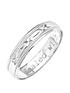  image of love-gold-9ct-white-gold-diamond-cut-4mm-wedding-band-with-message-sealed-with-a-kiss