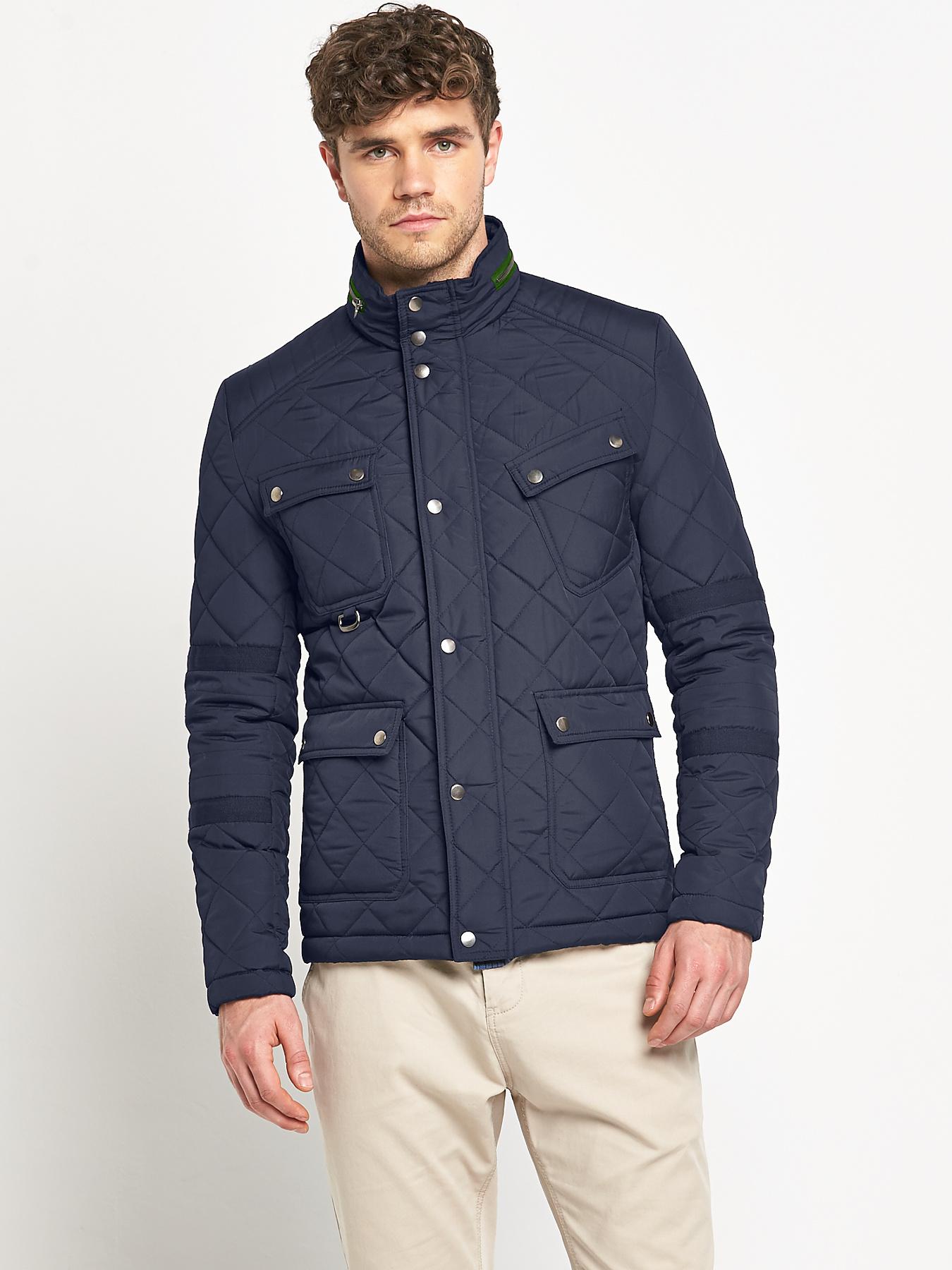 Littlewoods - Mens Quilted Jacket, Navy - Special Savings Today at ...