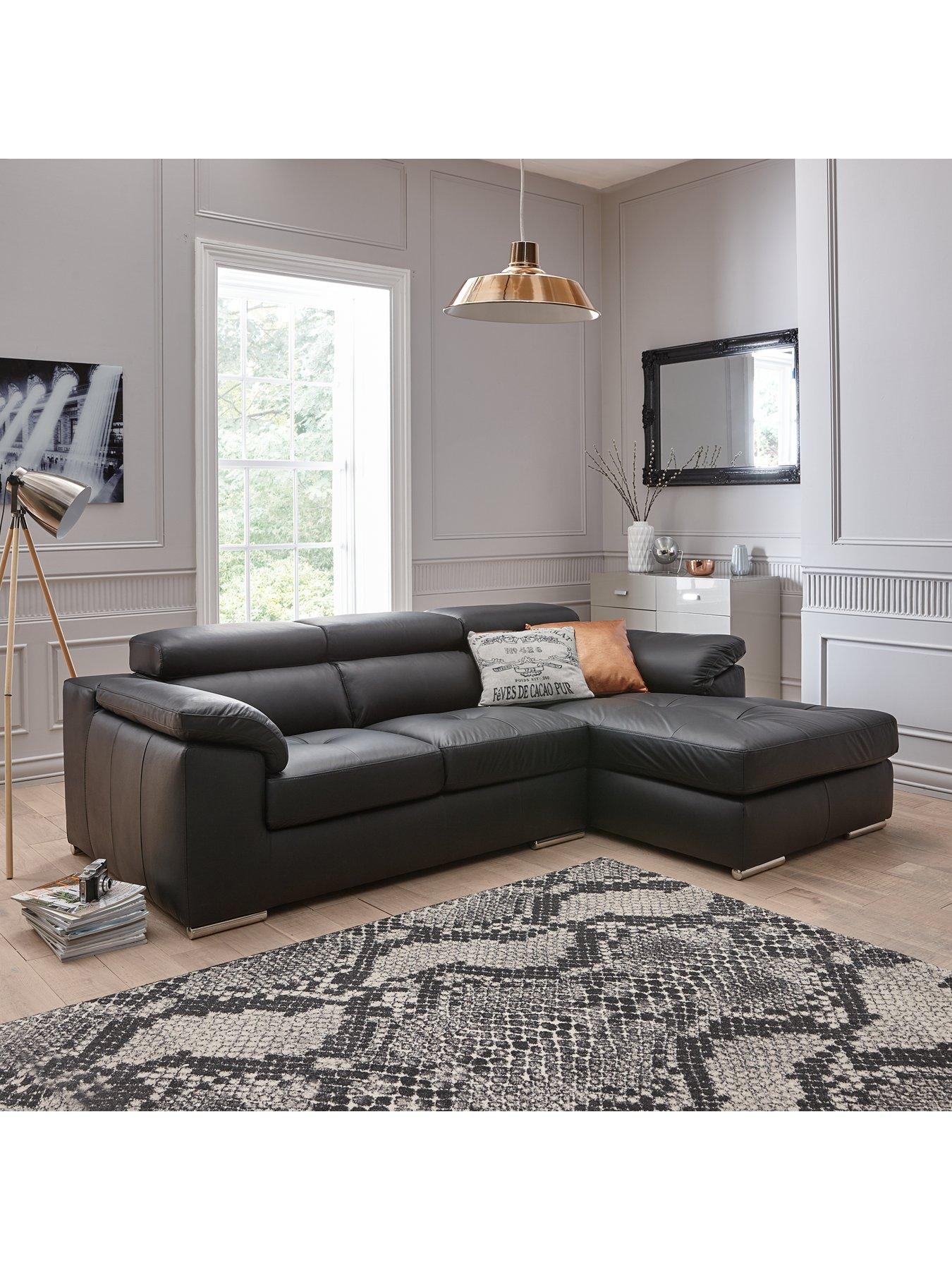 The Very Collection Brady 100% Premium Leather 3 Seater Right Hand Chaise Sofa - FSC® Certified