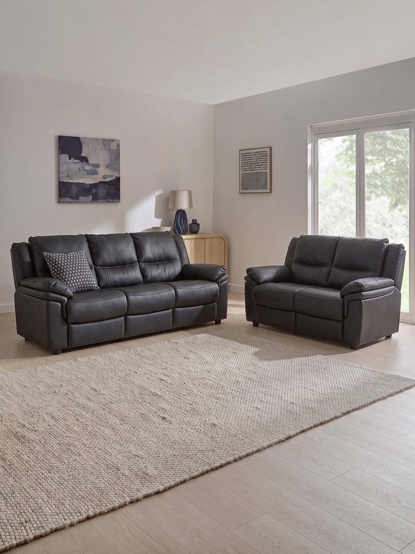 Very Home Albion Luxury Faux Leather High Back 3 Seater + 2 Seater Sofa Set (Buy and SAVE!)