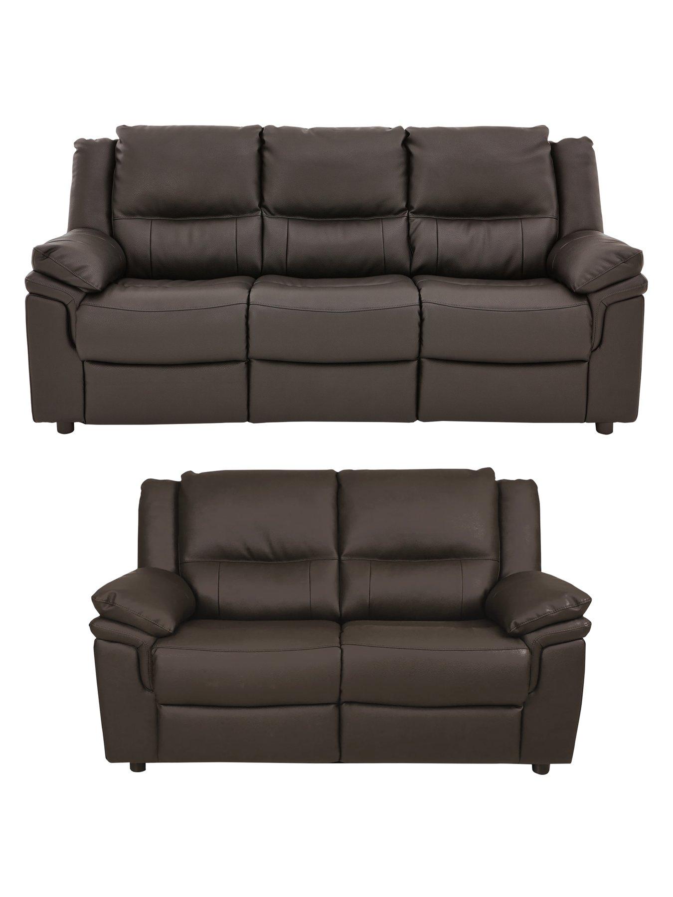 The Very Collection Albion Luxury Faux Leather High Back 3 Seater + 2 Seater Sofa Set (Buy and SAVE!)