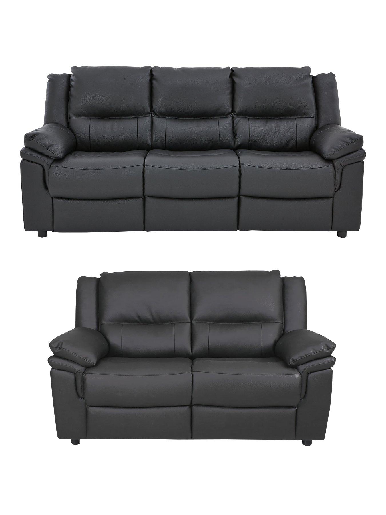 The Very Collection Albion Luxury Faux Leather High Back 3 Seater + 2 Seater Sofa Set (Buy and SAVE!)