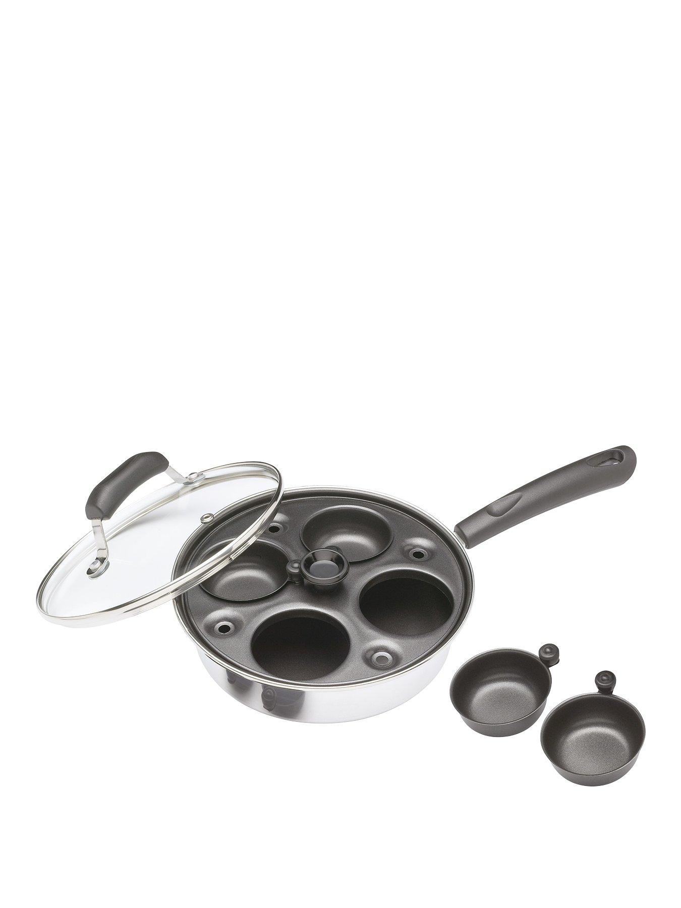 Image 1 of 3 of KitchenCraft Carbon Steel Non Stick Induction Safe 4-Cup Egg Poacher, 21 cm