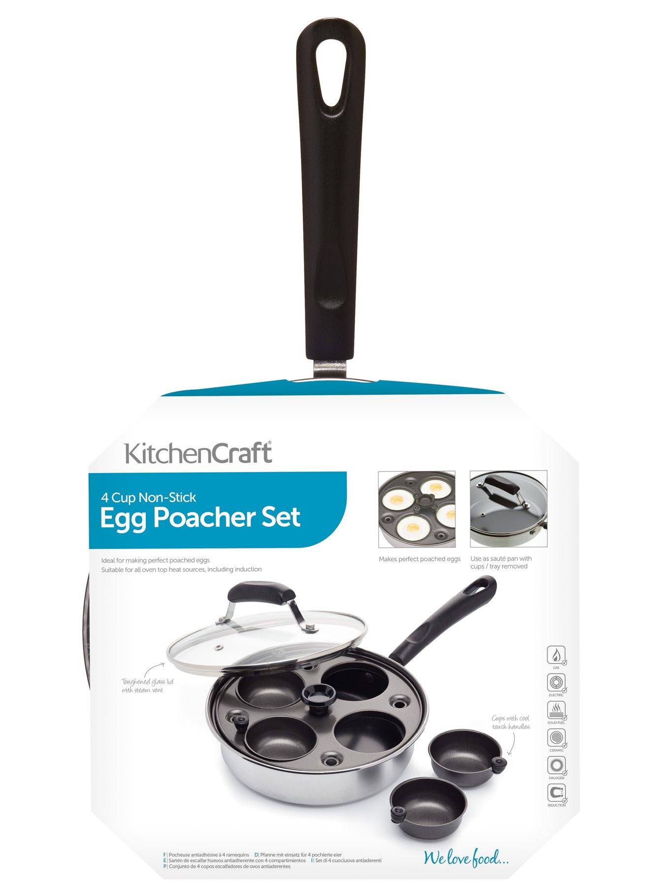 Image 3 of 3 of KitchenCraft Carbon Steel Non Stick Induction Safe 4-Cup Egg Poacher, 21 cm