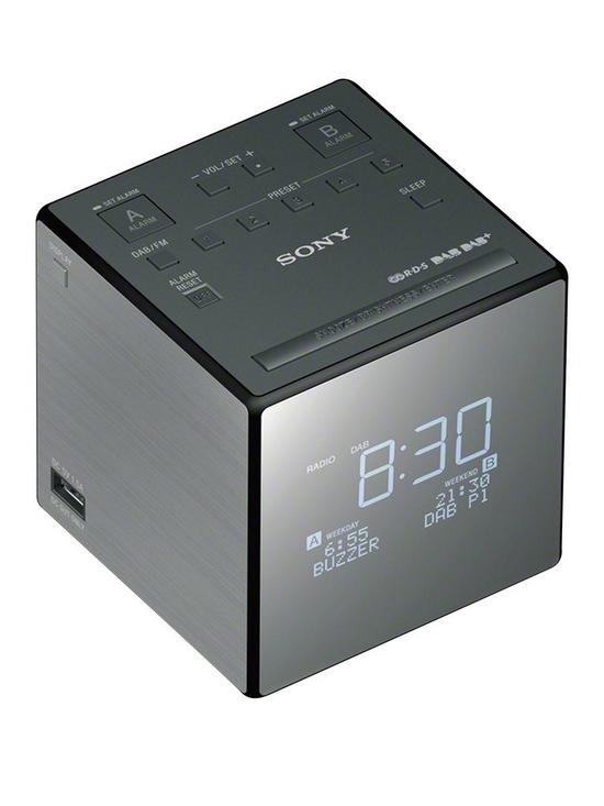 front image of sony-xdr-c1dbp-pocket-dabdab-clock-radio--black