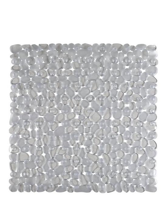 front image of aqualona-clear-pebbles-shower-mat