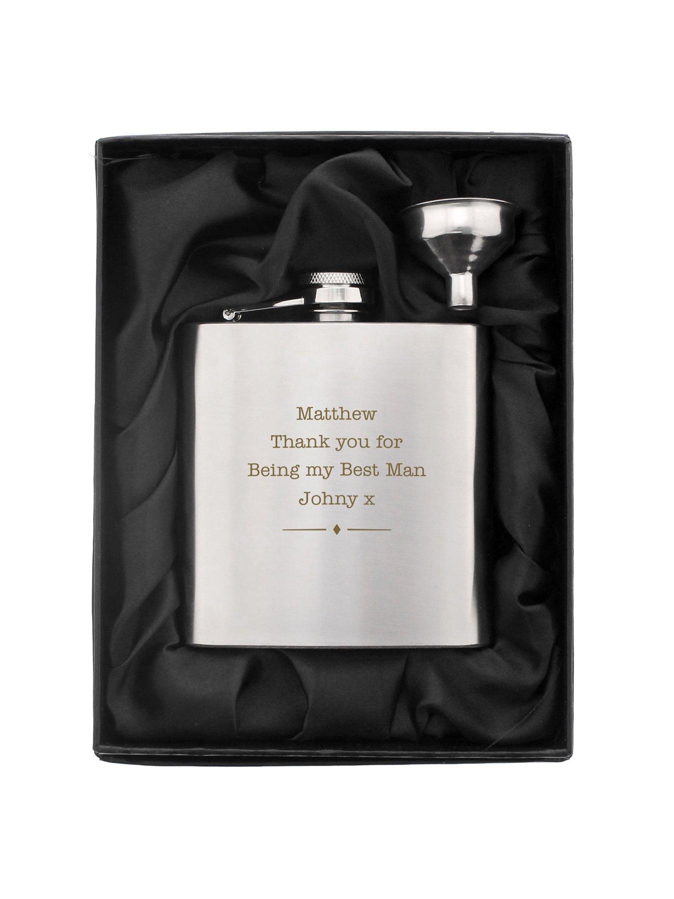 Image 4 of 4 of The Personalised Memento Company Personalised Stainless Steel Hip flask