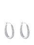 image of the-love-silver-collection-sterling-silver-double-crystal-set-oval-creole-earrings