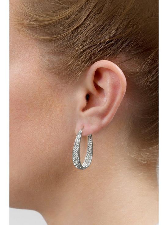 stillFront image of the-love-silver-collection-sterling-silver-double-crystal-set-oval-creole-earrings
