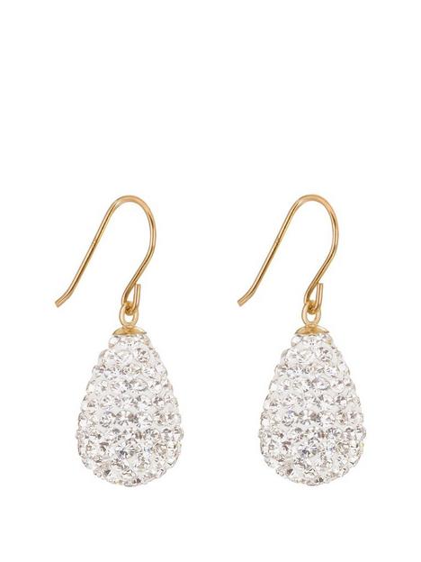 the-love-silver-collection-9ctnbspyellow-gold-crystal-teardrop-bomb-earrings