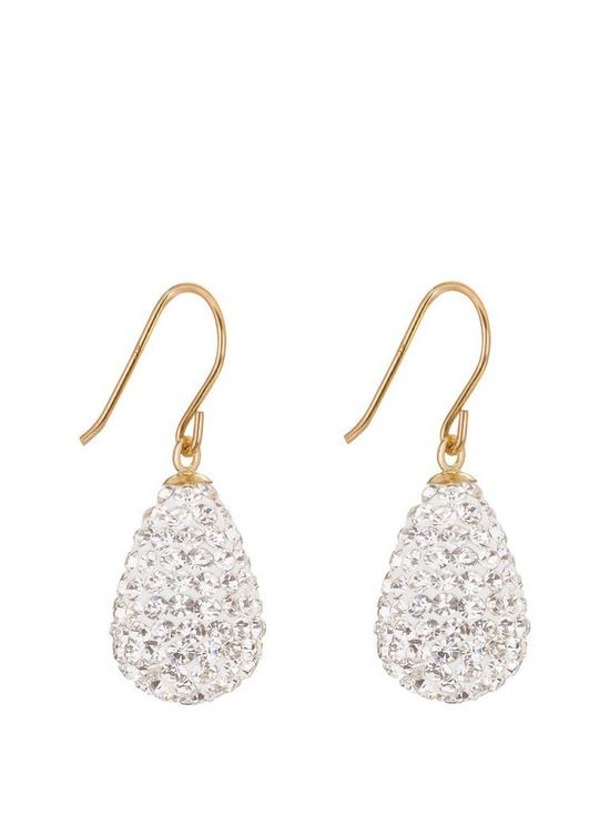 front image of the-love-silver-collection-9ctnbspyellow-gold-crystal-teardrop-bomb-earrings