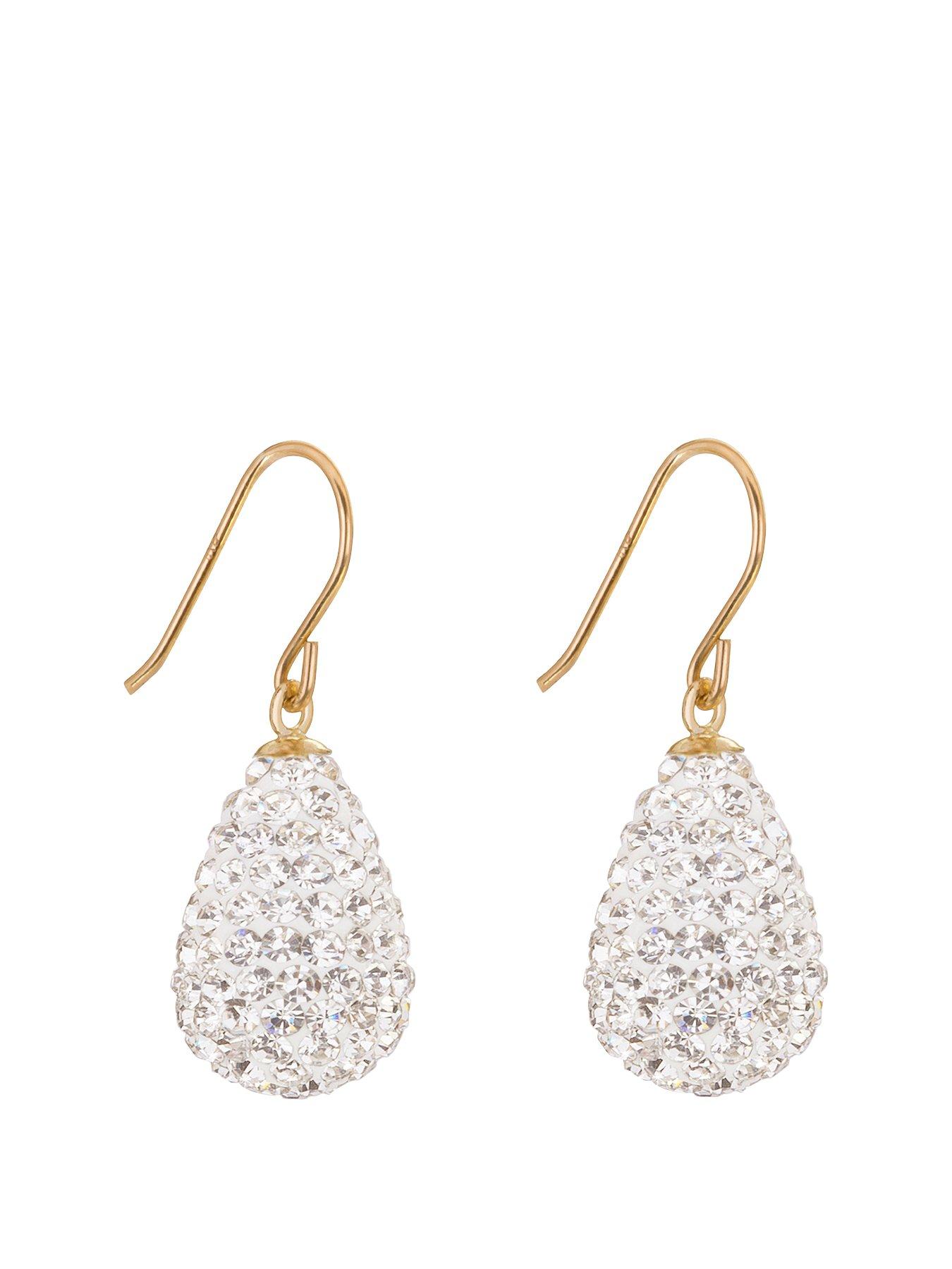 undefined 9ct Yellow Gold Crystal Teardrop Bomb Earrings