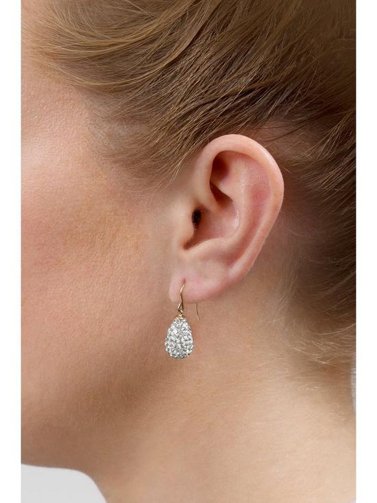 stillFront image of the-love-silver-collection-9ctnbspyellow-gold-crystal-teardrop-bomb-earrings