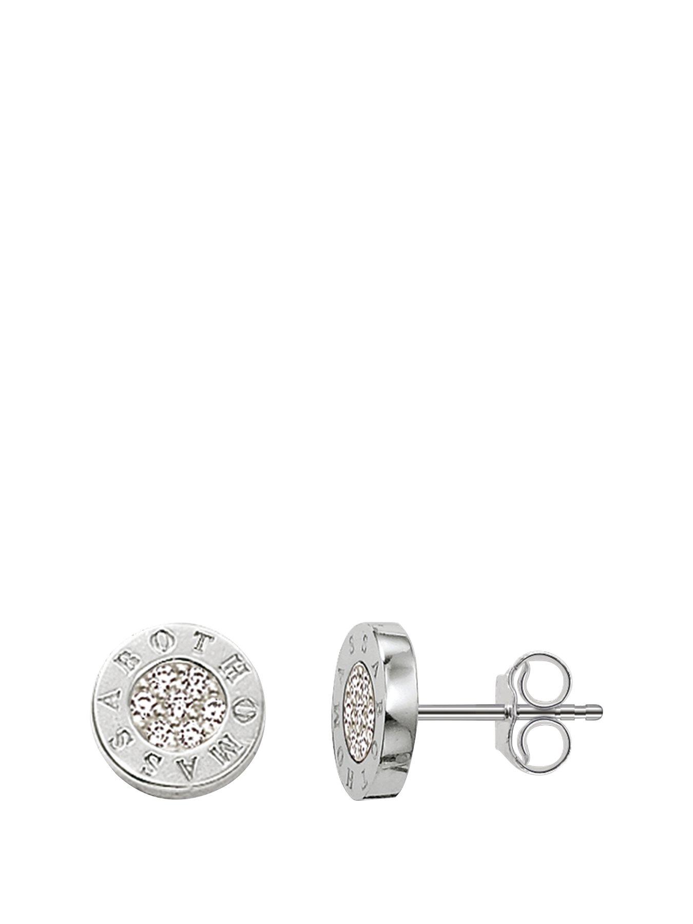 undefined Sterling Silver Classic Logo Cubic Zirconia Stud Earrings