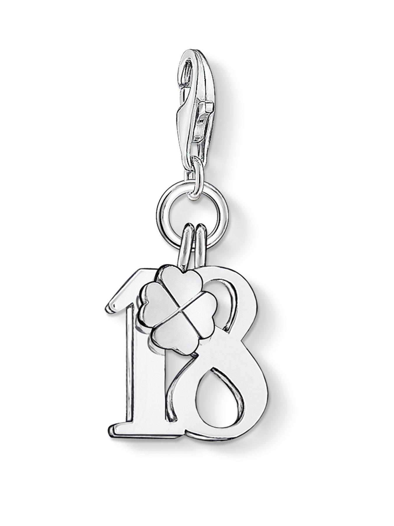 undefined Charm Club Lucky Number 18 Charm, 925 Sterling Silver
